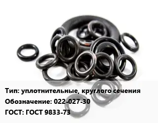 Кольцо РТИ уплотнительные, круглого сечения 022-027-30 ГОСТ: ГОСТ 9833-73